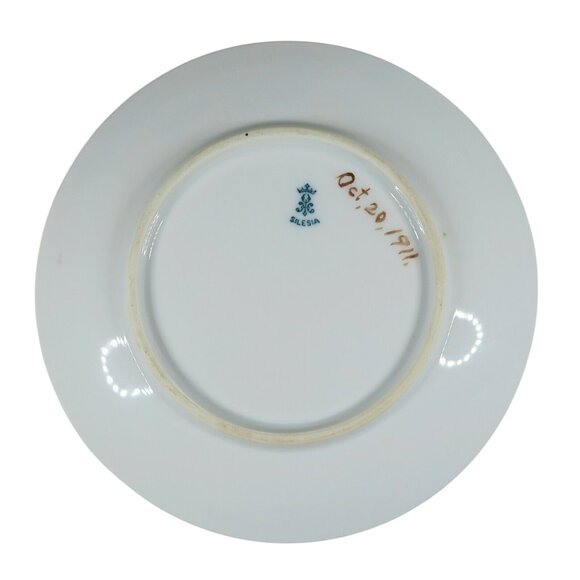 Hermann Ohme Silesia Porcelain Plate, Hand Painted Plums, Signed Draper, 1911 - Picture 4 of 5